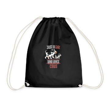 Farmer Farmer Farm Animal Girl Gift Cow - Drawstring Bag - black - Front