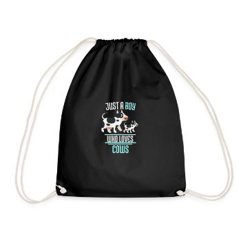 Farmer Farmer Farm Animal Boy Gift Cow - Drawstring Bag - black - Front
