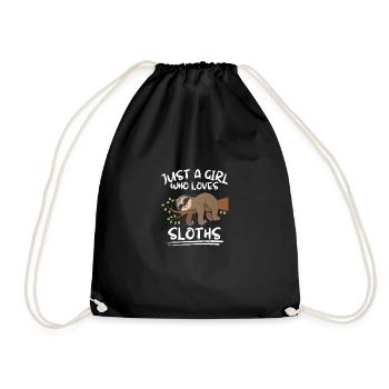 Tropical Animal Lover Girl Gift Sloth - Drawstring Bag - black - Front