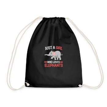 Africa animal lover girl gift elephant - Drawstring Bag - black - Front