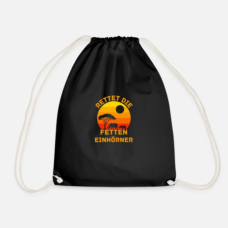 Rhino Zoo Tier Lustiges Einhorn Geschenk Nashorn - Turnbeutel - Schwarz