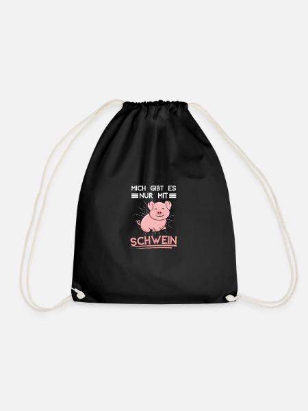 Bauernhof Tier Lustiges Geschenk Bauer Schwein - Turnbeutel - Schwarz