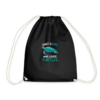 Sea Animal Ocean Animal Girl Gift Turtle - Drawstring Bag - black - Front