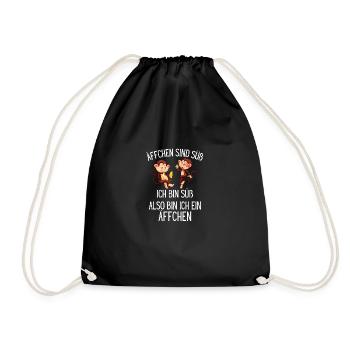 Äffchen Dschungel Tier Lustiges Geschenk Affe - Turnbeutel - Schwarz - Vorne
