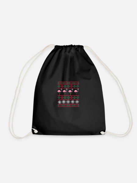 Flamingo Ugly Christmas Geschenk Frohe Weihnachten - Turnbeutel - Schwarz