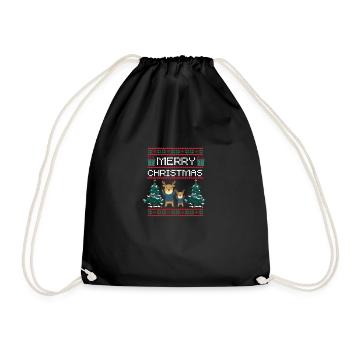 Xmas Rentier Weihnachtsgeschenk Frohe Weihnachten - Turnbeutel - Schwarz - Vorne