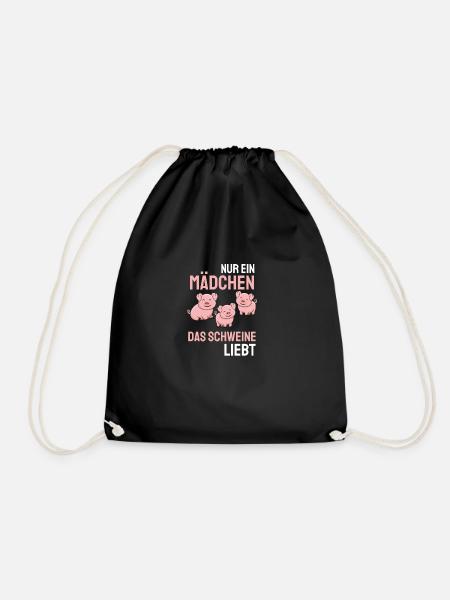 Schweine Bauer Landwirt Mädchen Geschenk Schwein - Turnbeutel - Schwarz