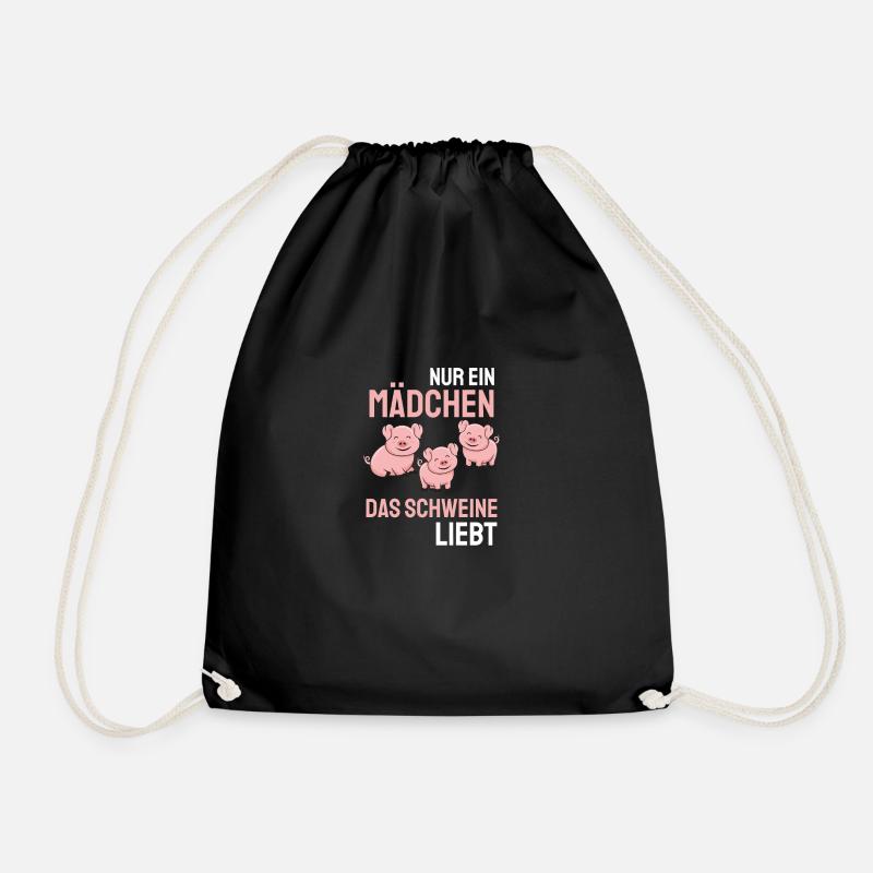 Schweine Bauer Landwirt Mädchen Geschenk Schwein - Turnbeutel - Schwarz