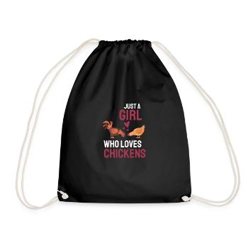 Girl Chickens Farmer Gift Farm Animal Chicken - Drawstring Bag - black - Front