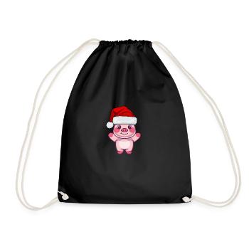 Cadeau d’animal de ferme Père Noël Cochon - Sac de sport léger - noir - Devant
