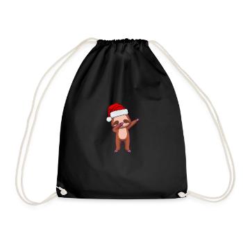 Zoo Tier Geschenk Dabbing Weihnachtsmann Faultier - Turnbeutel - Schwarz - Vorne