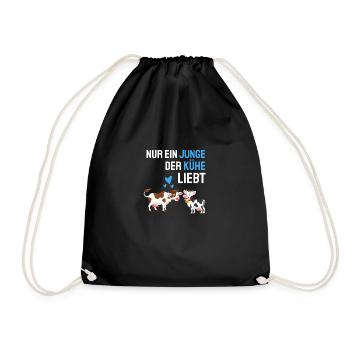 Kuhstall Bauernhof Tier Jungen Geschenk Kuh - Turnbeutel - Schwarz - Vorne