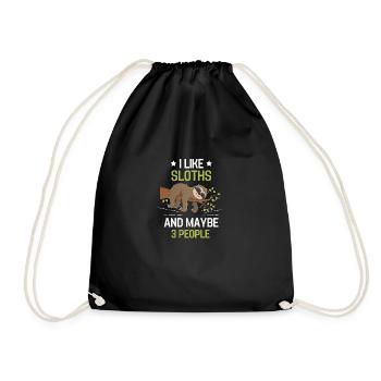 Tropical Zoo Animal Funny Gift Sloth - Drawstring Bag - black - Front