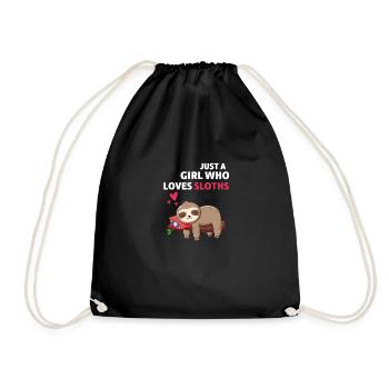 Tropical Zoo Animal Girl Gift Sloth - Drawstring Bag - black - Front