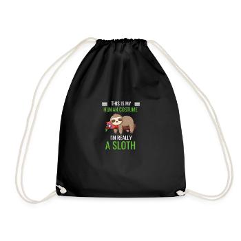 Sloth Costume Party Zoo Animal Gift Sloth - Drawstring Bag - black - Front