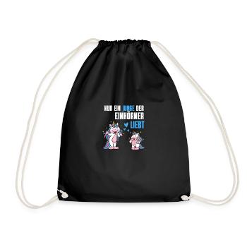 Fantasy Tierliebhaber Jungen Geschenk Einhorn - Turnbeutel - Schwarz - Vorne