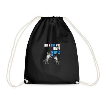 Forest Animal Lovers Predator Boy Gift Wolf - Drawstring Bag - black - Front