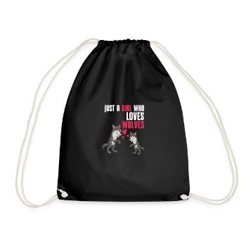 Forest Animal Lovers Predator Girl Gift Wolf - Drawstring Bag - black - Front
