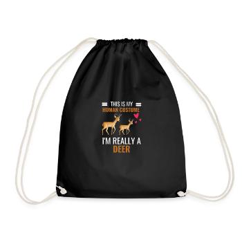 Hirsch Kostüm Party Wald Tier Geschenk Hirsch - Turnbeutel - Schwarz - Vorne