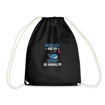 Sea Animal Ocean Animal Sweetheart Gift Whale - Drawstring Bag - black - Front