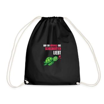 Ozean Tier Mädchen Geschenk Schildkröte - Turnbeutel - Schwarz - Vorne