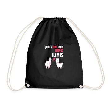 Alpaca Girl Gift Zoo Animal Llama - Drawstring Bag - black - Front