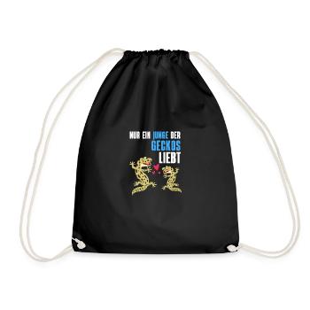 Gecko Liebhaber Reptilien Junge Geschenk Gecko - Turnbeutel - Schwarz - Vorne