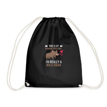 Wild Boar Costume Party Gift Wild Boar - Drawstring Bag - black - Front