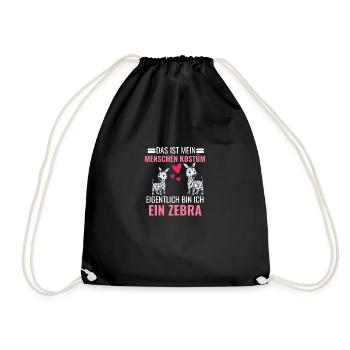 Zebra Kostüm Afrika Safari Tier Geschenk Zebra - Turnbeutel - Schwarz - Vorne