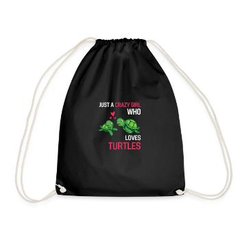 Sea Creatures Girl Gift Turtle - Drawstring Bag - black - Front