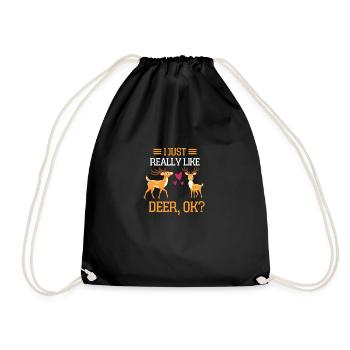 Rotwild Wald Tier Lustiges Geschenk Hirsch - Turnbeutel - Schwarz - Vorne