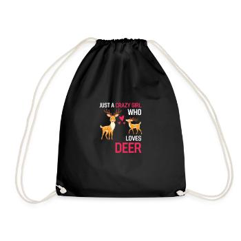 Rotwild Wald Tier Mädchen Geschenk Hirsch - Turnbeutel - Schwarz - Vorne