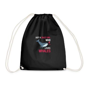 Animal Lovers Girl Sea Animal Gift Whale - Drawstring Bag - black - Front