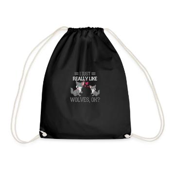 Predator Forest Animal Lovers Gift Funny Wolf - Drawstring Bag - black - Front
