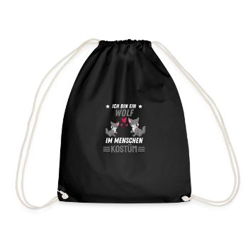 Waldbewohner Wald Tier Lustiges Geschenk Wolf - Turnbeutel - Schwarz - Vorne