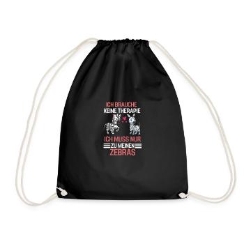 Afrika Tierliebhaber Therapie Geschenk Zebra - Turnbeutel - Schwarz - Vorne