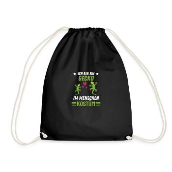 Echsen Kostüm Party Tier Geschenk Lustiges Gecko - Turnbeutel - Schwarz - Vorne