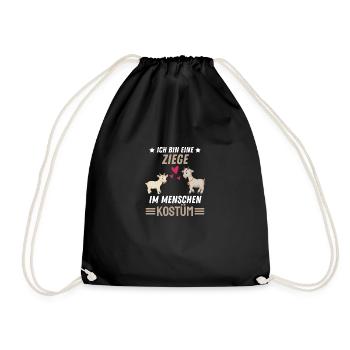 Ziegen Kostüm Party Tier Geschenk Lustiges Ziege - Turnbeutel - Schwarz - Vorne