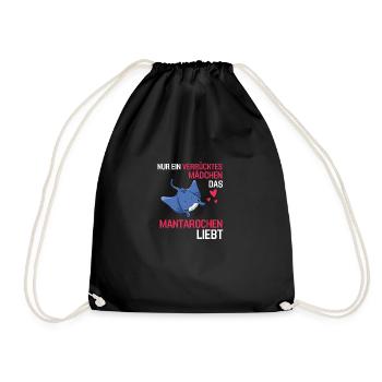 Rochen Mädchen Meerestier Geschenk Mantarochen - Turnbeutel - Schwarz - Vorne