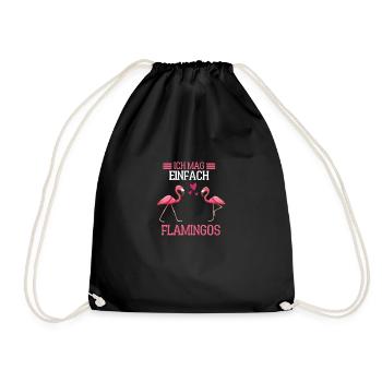 Exotisches Tier Geschenk Lustiges Rosa Flamingo - Turnbeutel - Schwarz - Vorne