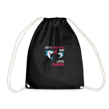 Sea Animal Predator Girl Gift Shark - Drawstring Bag - black - Front