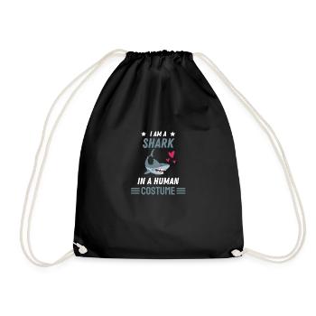 Ocean Animal Shark Costume Gift Funny Shark - Drawstring Bag - black - Front
