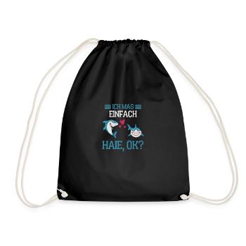 Ozean Tierliebhaber Geschenk Raubtier Lustiges Hai - Turnbeutel - Schwarz - Vorne