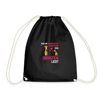 Afrika Tierliebhaber Mädchen Geschenk Giraffe - Turnbeutel - Schwarz - Vorne