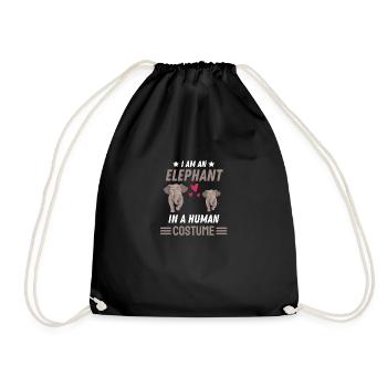 Africa Zoo Animal Costume Gift Funny Elephant - Drawstring Bag - black - Front