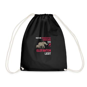 Afrika Tierliebhaber Mädchen Geschenk Elefant - Turnbeutel - Schwarz - Vorne
