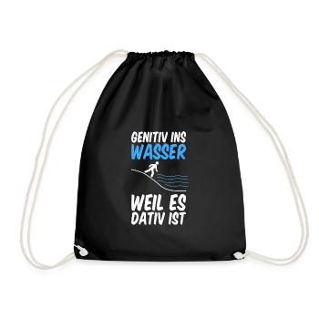 Genitiv ins Wasser weil es Dativ ist. - Turnbeutel - Schwarz - Vorne
