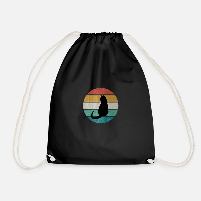 black cat - Drawstring Bag - black