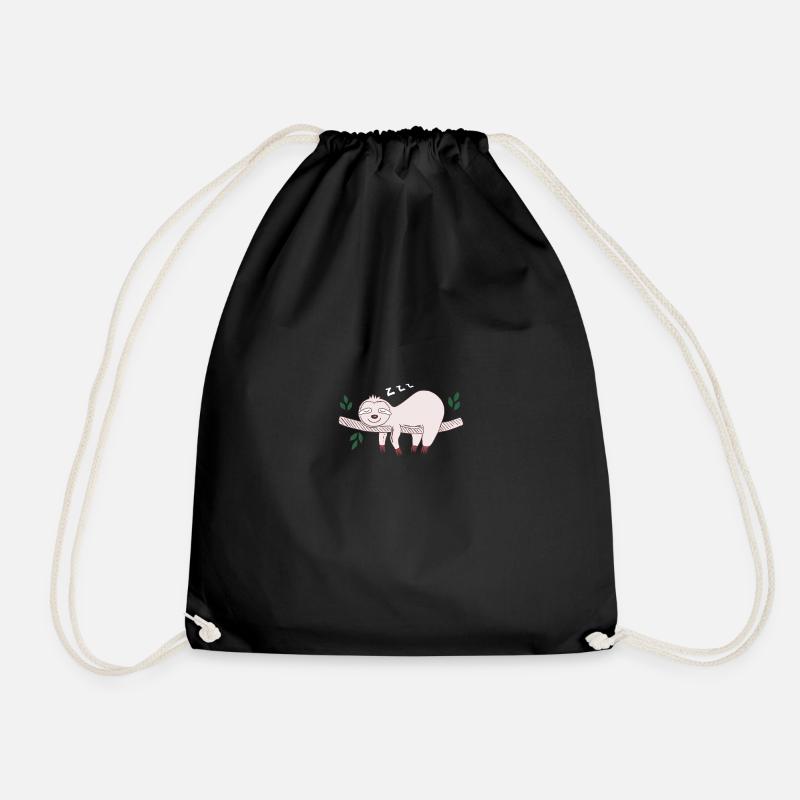 Funny lazy sloth - Drawstring Bag - black