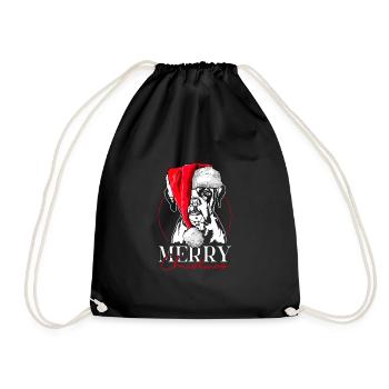 Santa Boxer Merry Christmas Hunde Hund Wilsigns - Turnbeutel - Schwarz - Vorne